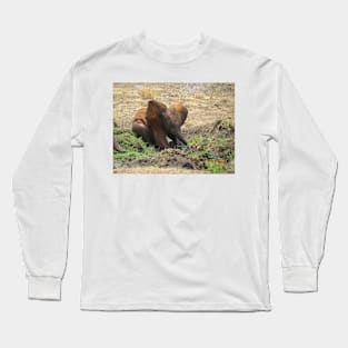 Baby Elephant having a mud bath Long Sleeve T-Shirt